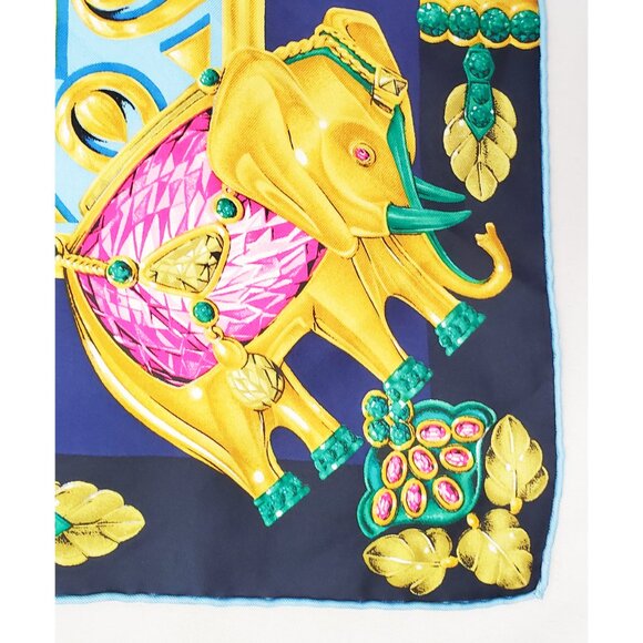 Cartier Multi-Color Multi-Elephants Silk Jacquard "Must de Cartier" Scarf Wrap - Picture 6 of 8
